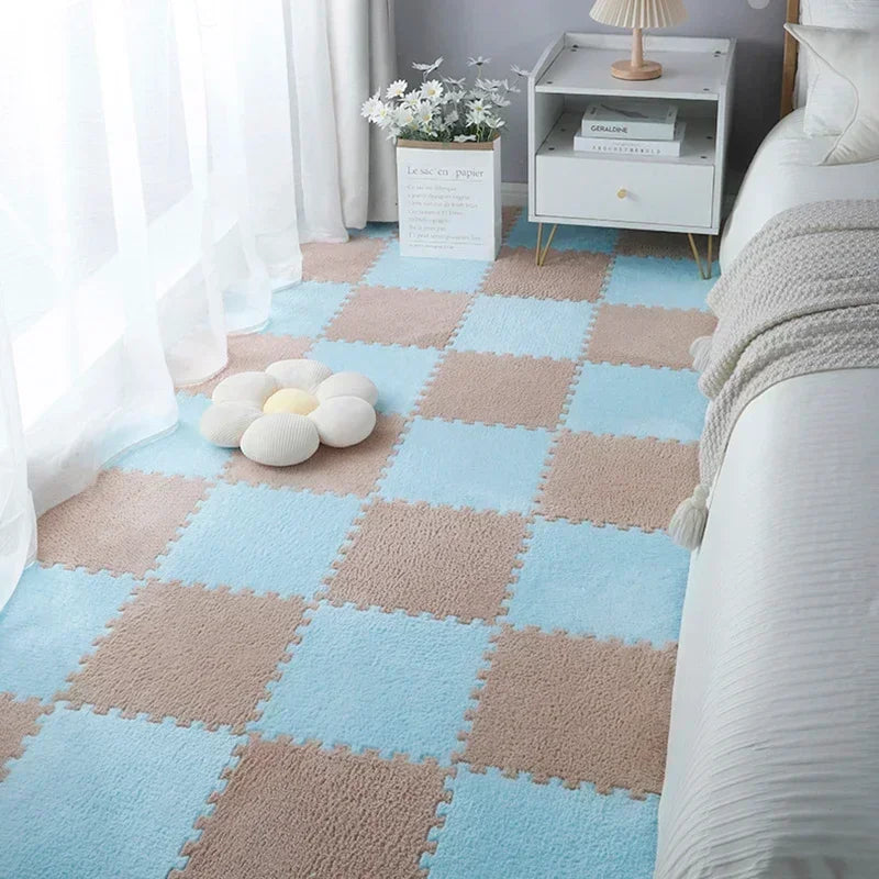 Soft Plush Rug Play Mat Puzzle Carpet Warm Playmat Interlocking Exercise Tiles Floor Carpet