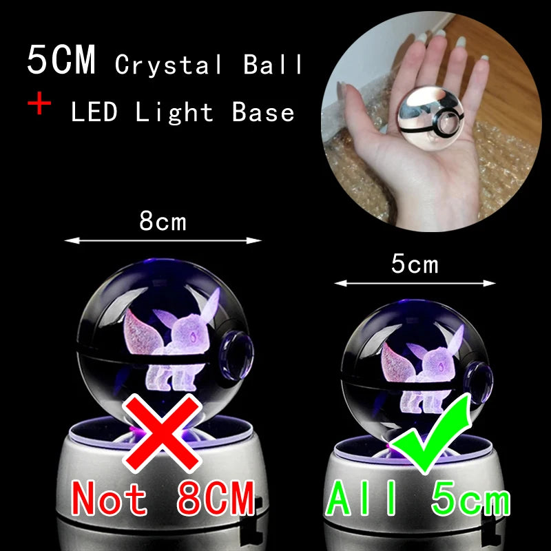 Pokemon Crystal Ball 3D Night Light With Lamp Base