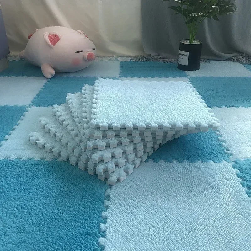 Soft Plush Rug Play Mat Puzzle Carpet Warm Playmat Interlocking Exercise Tiles Floor Carpet